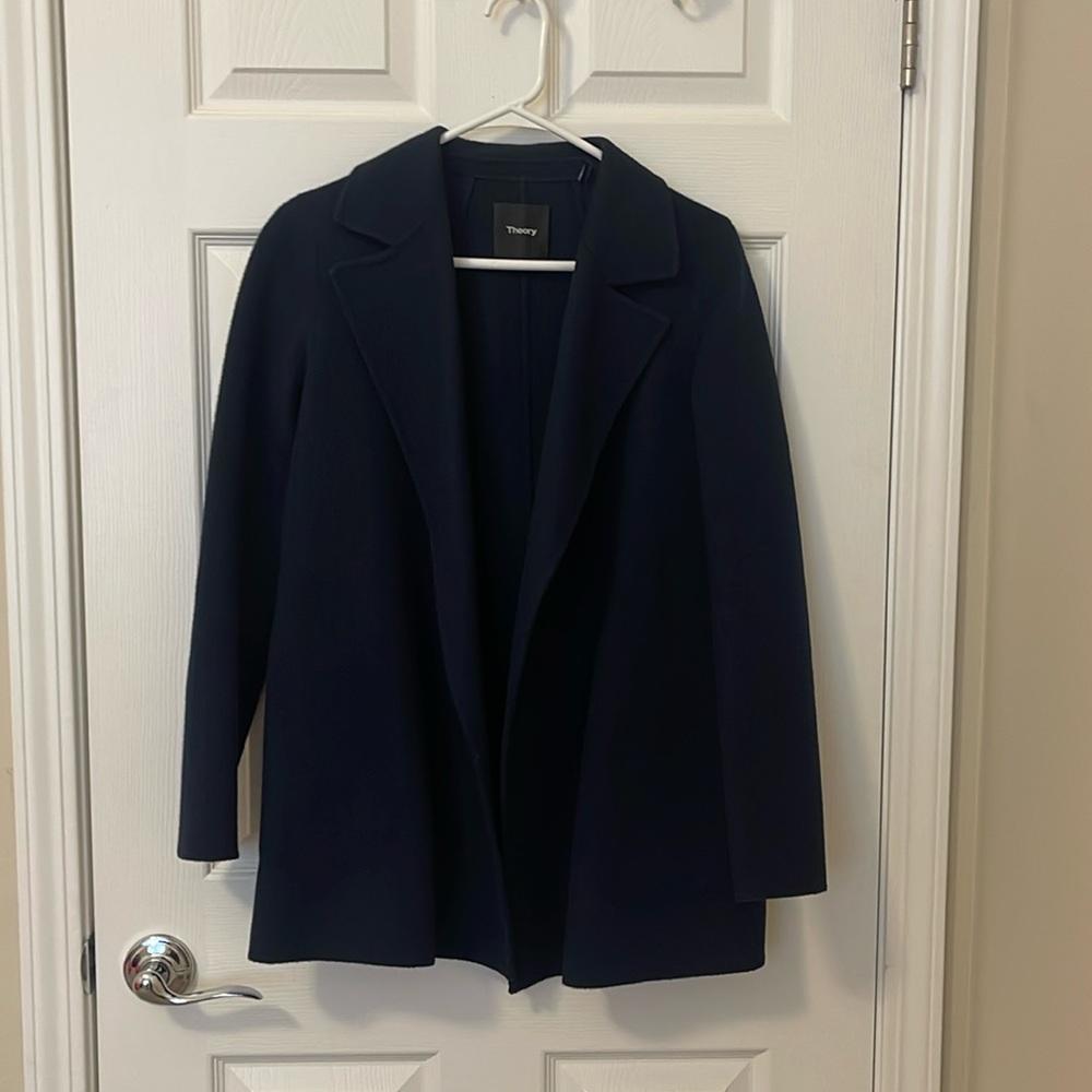 Open Front Coat in Double-Face Wool-Cashmere